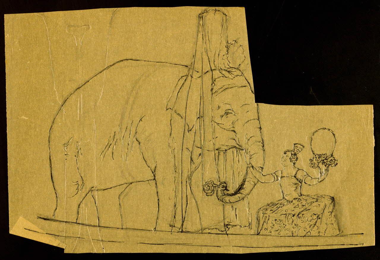 partie d'un ensemble de dessins Dompteuse d'éléphant 1968.102.4154.3 Photo Mucem