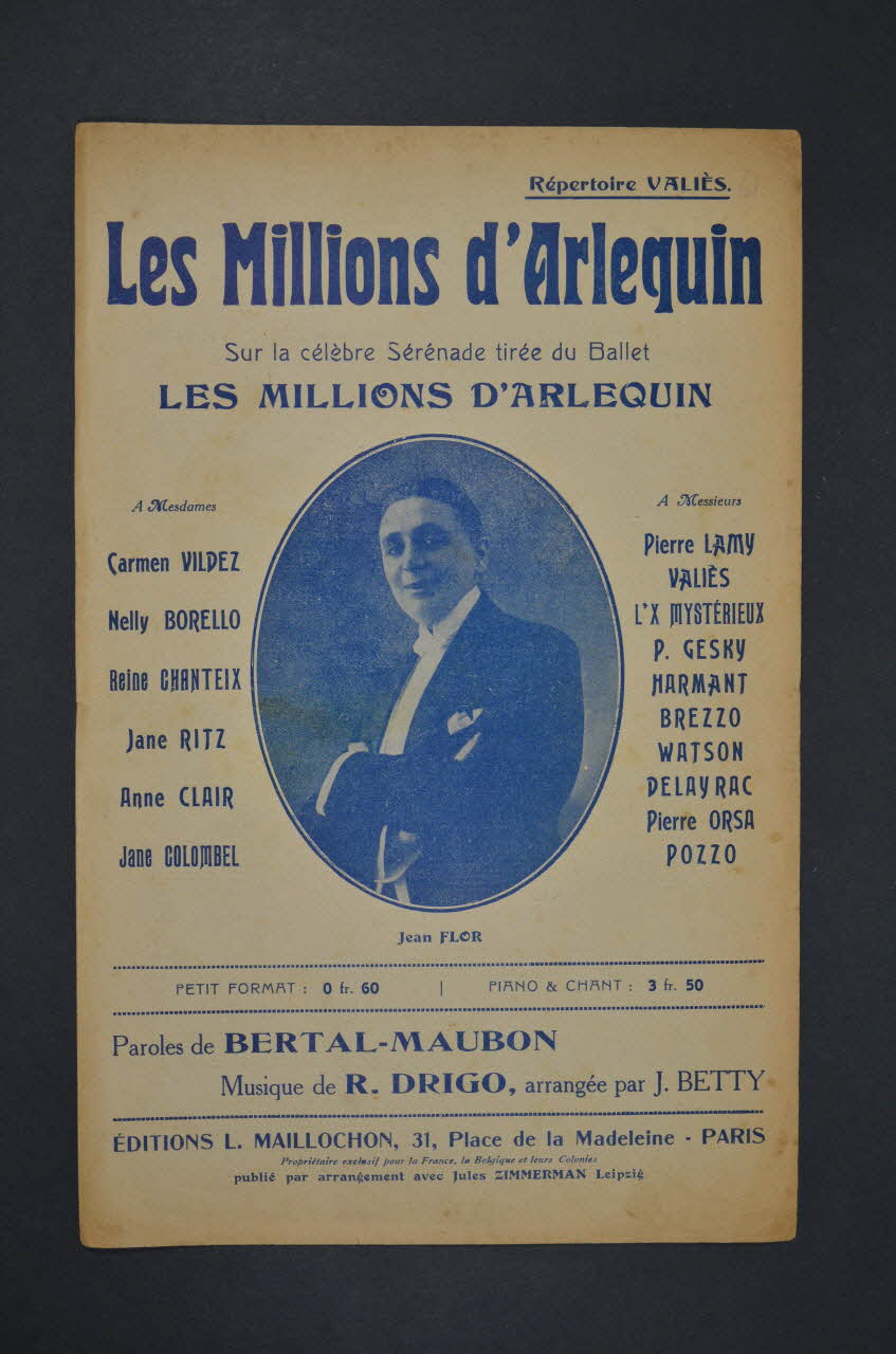 Louis Maubon ; Marcel Bertal ; Richard Drigo ; L. Maillochon chanson petit format Île-de-France, France 1921 1966.158.168 Photo Mucem