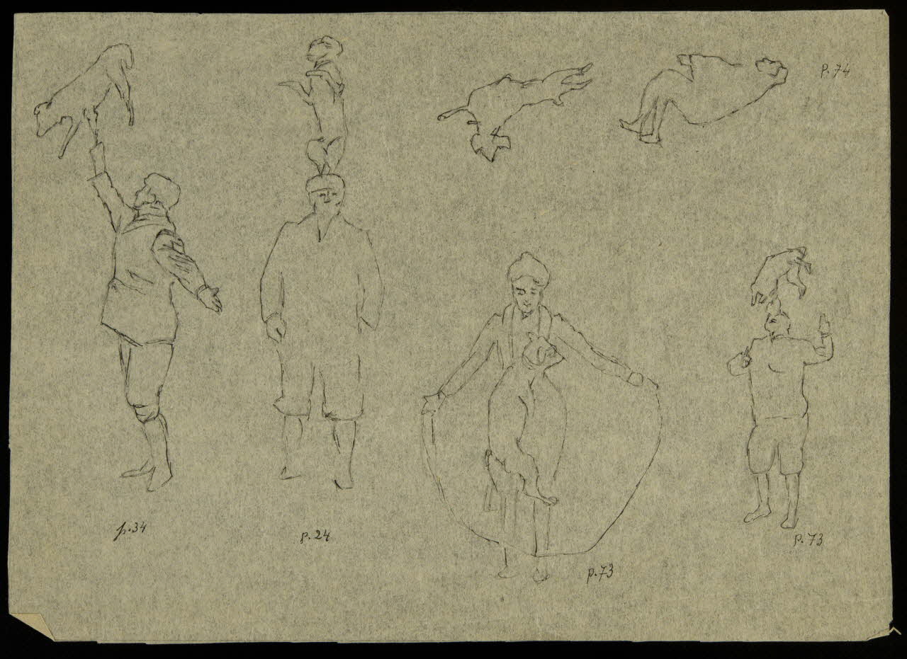 partie d'un ensemble de dessins Personnages de cirque avec animaux 1968.102.4195 Photo Mucem