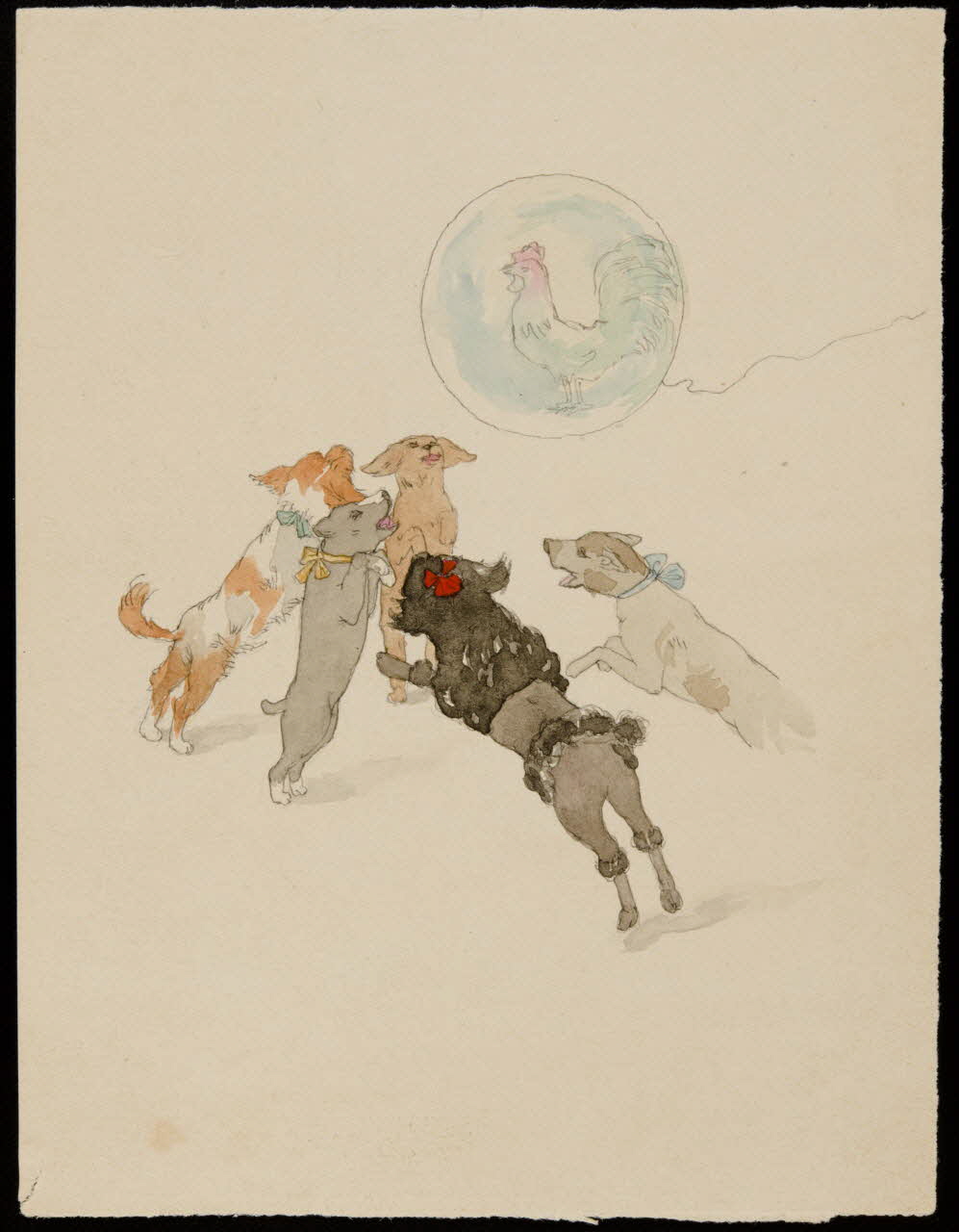 partie d'un ensemble de dessins Chiens sautant vers un ballon 1968.102.4203 Photo Mucem