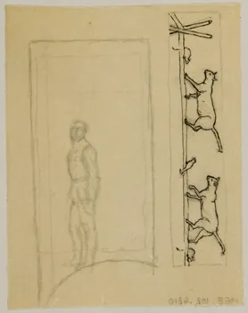 partie d'un ensemble de dessins Ebauche de silhouette et chats 1968.102.4210 Photo Mucem