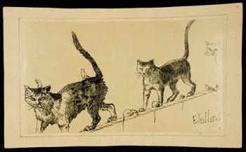 partie d'un ensemble de dessins 5 novembre 1887  Cirque d'Hiver  Les chats du dresseur Hollandais Bonnethy 1968.102.4215 Photo Mucem