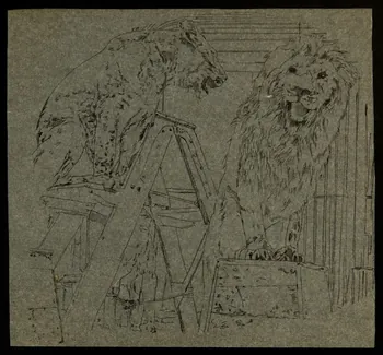 partie d'un ensemble de dessins Lion et lionne 1968.102.4228  Photo Mucem
