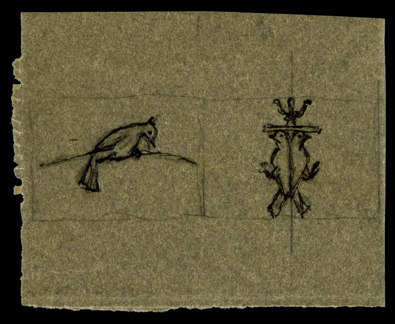 partie d'un ensemble de dessins Oiseaux équilibristes 1968.102.4239 Photo Mucem