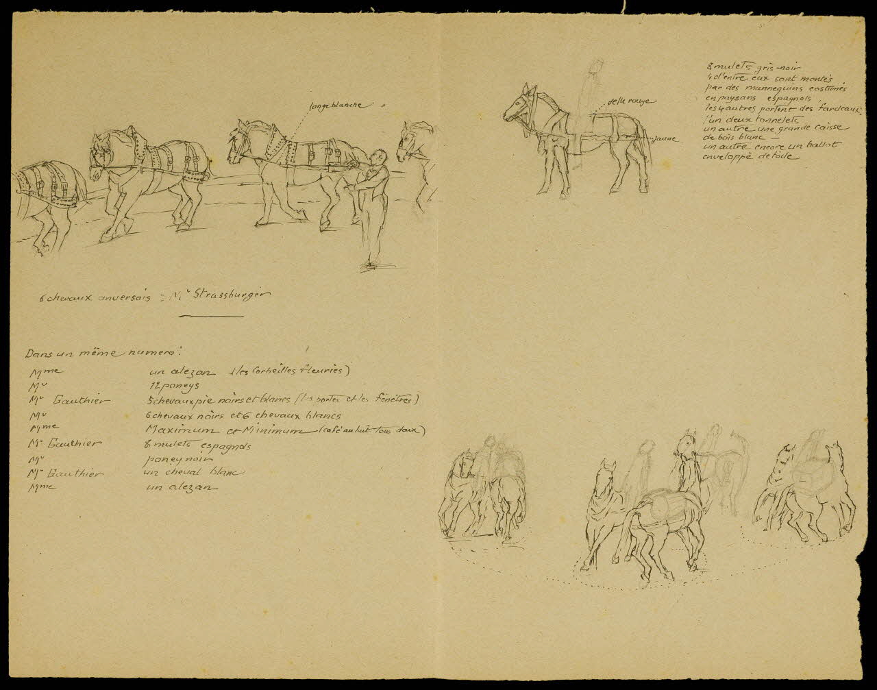 partie d'un ensemble de dessins Cirque Amar - Porte d'Auteuil  27 février 1937 1968.102.424.1 Photo Mucem
