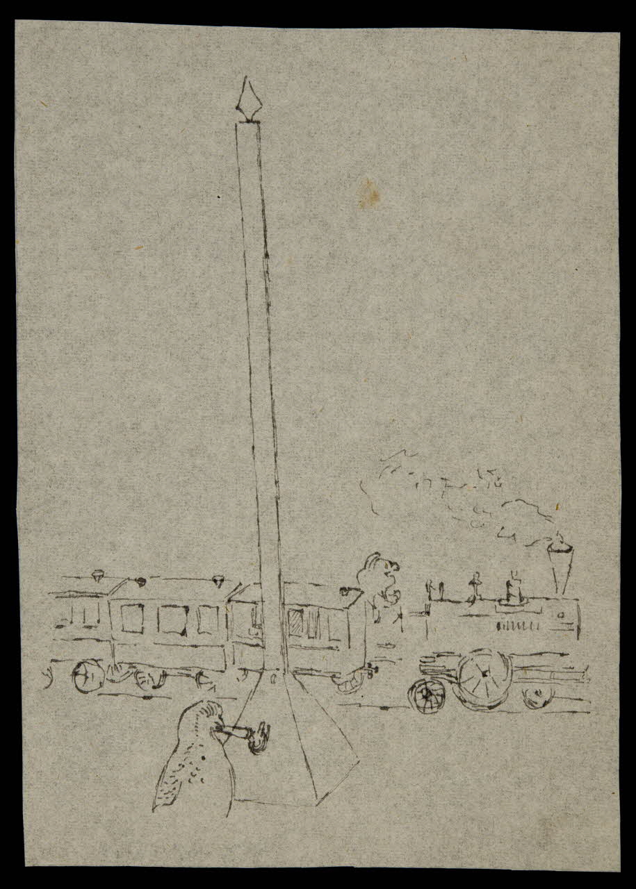 partie d'un ensemble de dessins Oiseau et train 1968.102.4242 Photo Mucem