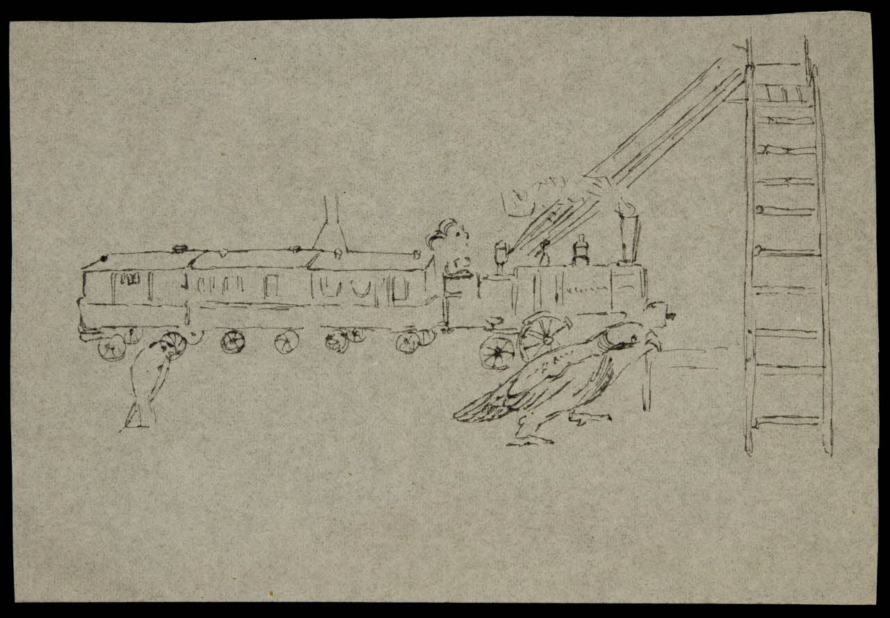 partie d'un ensemble de dessins Oiseau et train 1968.102.4243 Photo Mucem