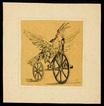 partie d'un ensemble de dessins Perroquet sur une bicyclette 1968.102.4254 Photo Mucem