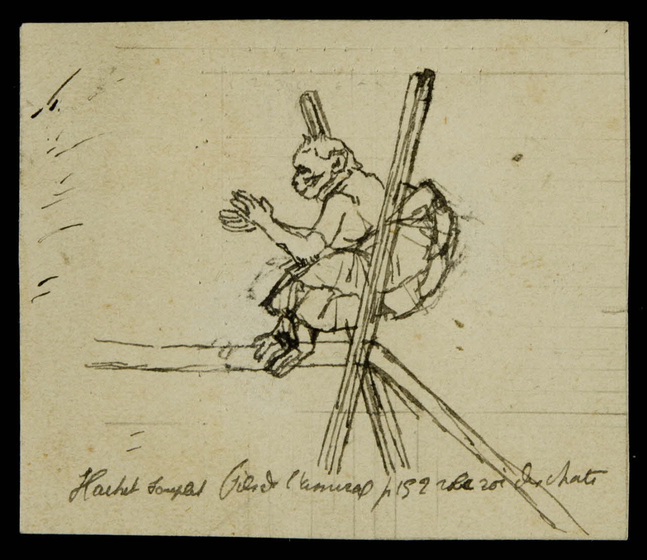 partie d'un ensemble de dessins Singe acrobate 1968.102.4261.1 Photo Mucem