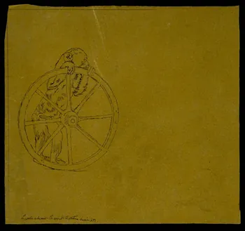 partie d'un ensemble de dessins Singe tenant une roue 1968.102.4268  Photo Mucem