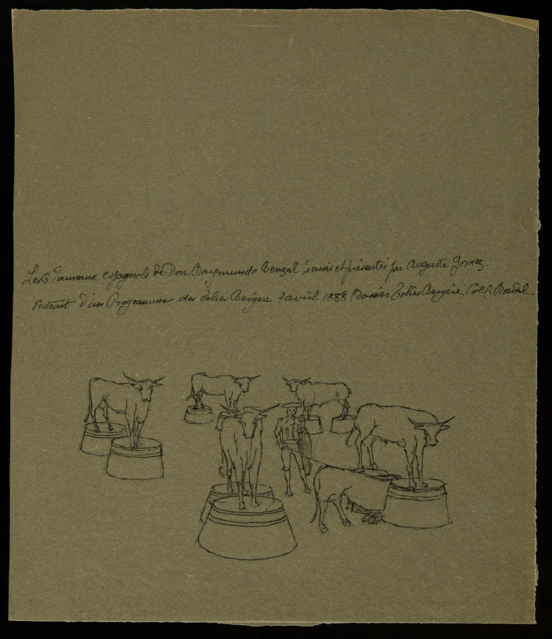 partie d'un ensemble de dessins Les Taureaux espagnols de Don Raymondo Benzal 1968.102.4276 Photo Mucem