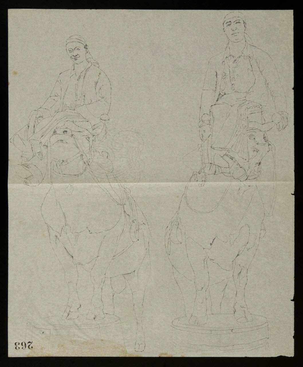 partie d'un ensemble de dessins Hommes sur des taureaux 1968.102.4277 Photo Mucem