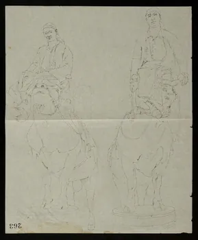 partie d'un ensemble de dessins Hommes sur des taureaux 1968.102.4277  Photo Mucem