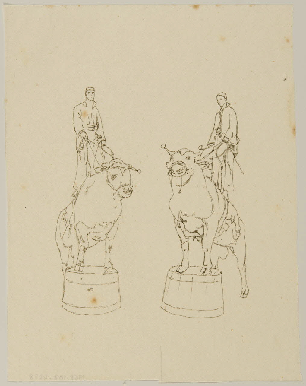 partie d'un ensemble de dessins Hommes sur des bisons 1968.102.4278 Photo Mucem