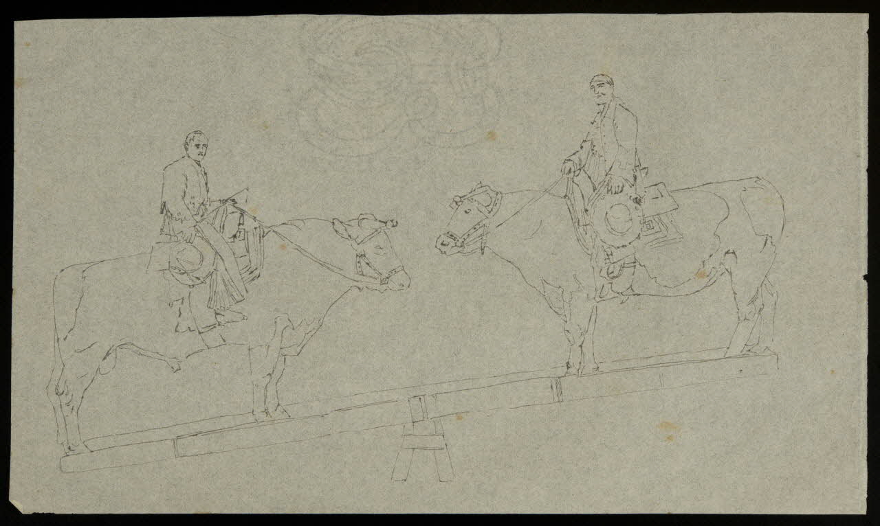 partie d'un ensemble de dessins Taureaux et dresseurs sur une balançoire 1968.102.4279 Photo Mucem