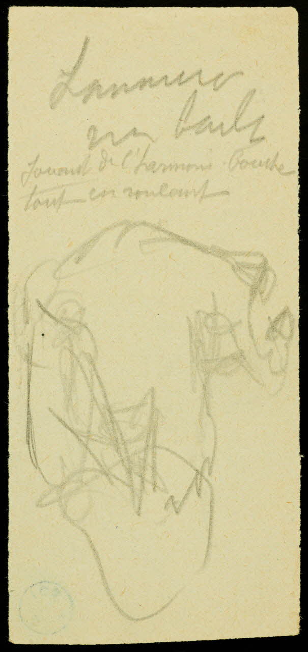 partie d'un ensemble de dessins Ebauche d'éléphant en équilibre sur un ballon 1968.102.428.2 Photo Mucem