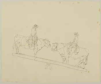 partie d'un ensemble de dessins Taureaux sur une bascule 1968.102.4280 Photo Mucem
