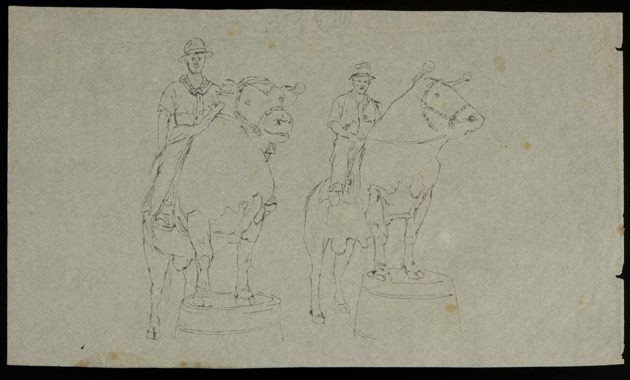 partie d'un ensemble de dessins Homme sur un taureau 1968.102.4281 Photo Mucem