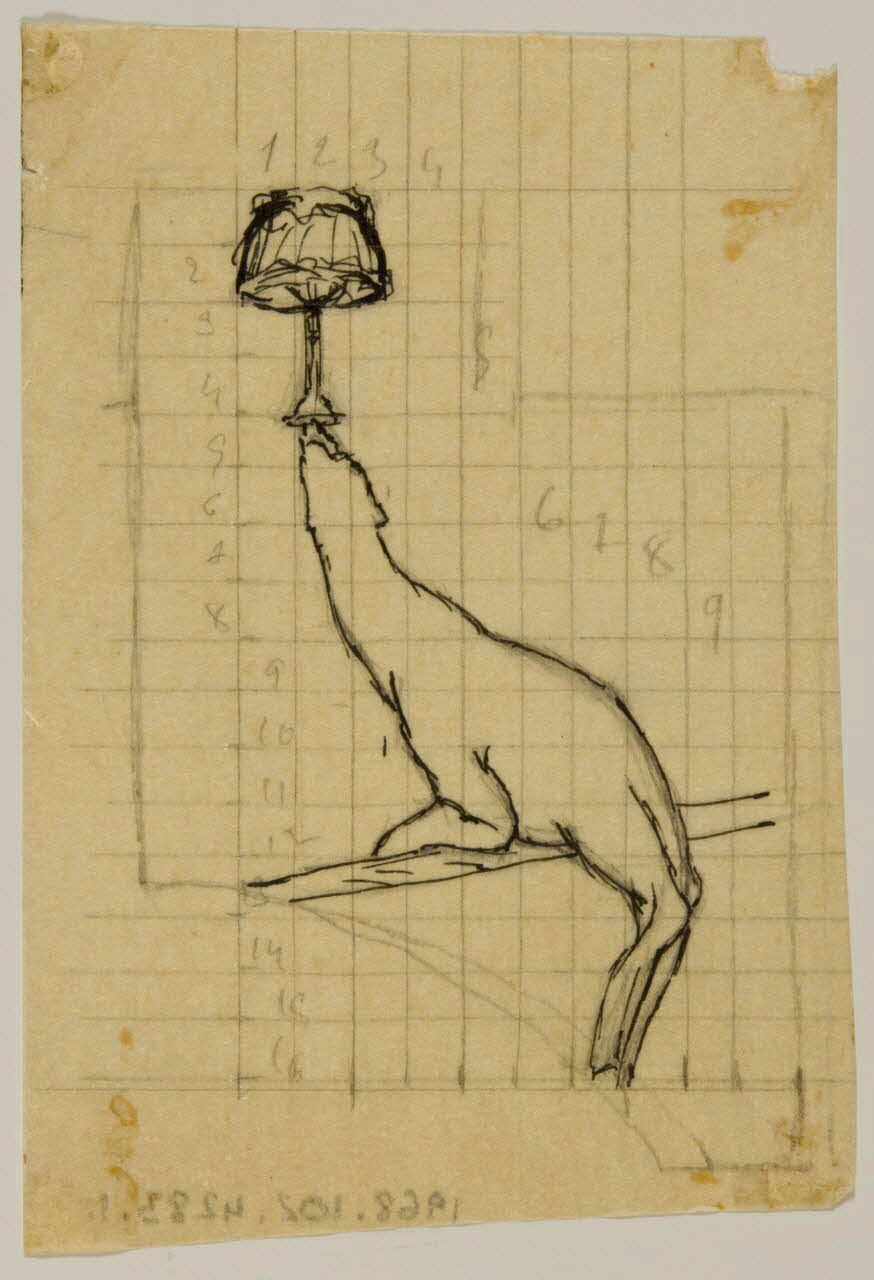 partie d'un ensemble de dessins Otarie portant une lampe 1968.102.4283.1 Photo Mucem