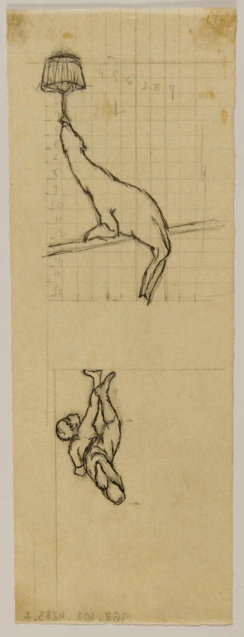 partie d'un ensemble de dessins Otarie portant une lampe et acrobate 1968.102.4283.2 Photo Mucem