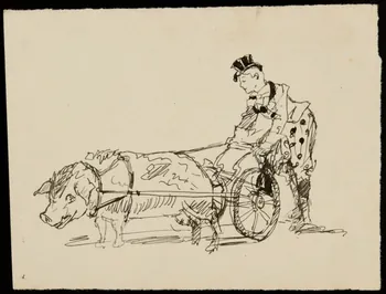 partie d'un ensemble de dessins Numéro de cirque avec un cochon 1968.102.4289 Photo Mucem