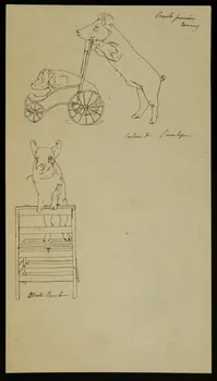 partie d'un ensemble de dessins Piccolo promène  Tommy  Cochons de Smerlape  Master Piccolo 1968.102.4290 Photo Mucem