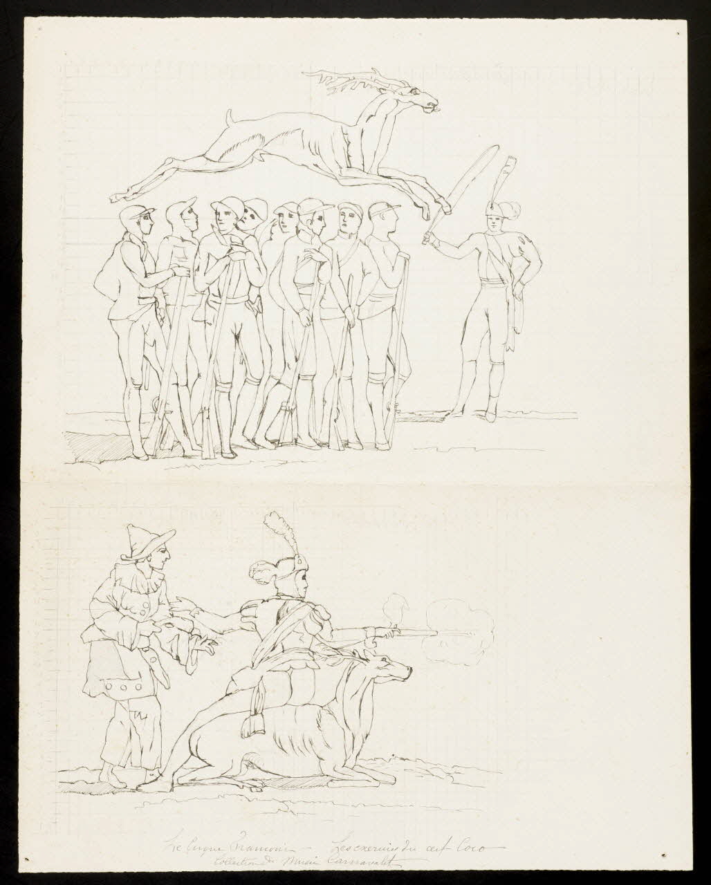 partie d'un ensemble de dessins Le Cirque Franconi. Les exercices du cerf Coco  Collection du Musée Carnavalet 1968.102.4299 Photo Mucem