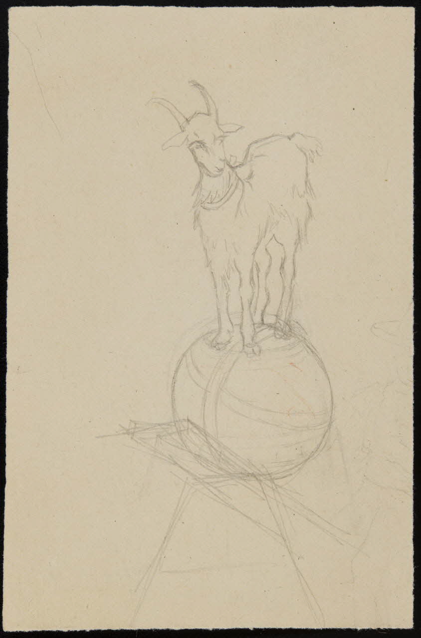 partie d'un ensemble de dessins Chèvre en équilibre sur un ballon 1968.102.4303 Photo Mucem