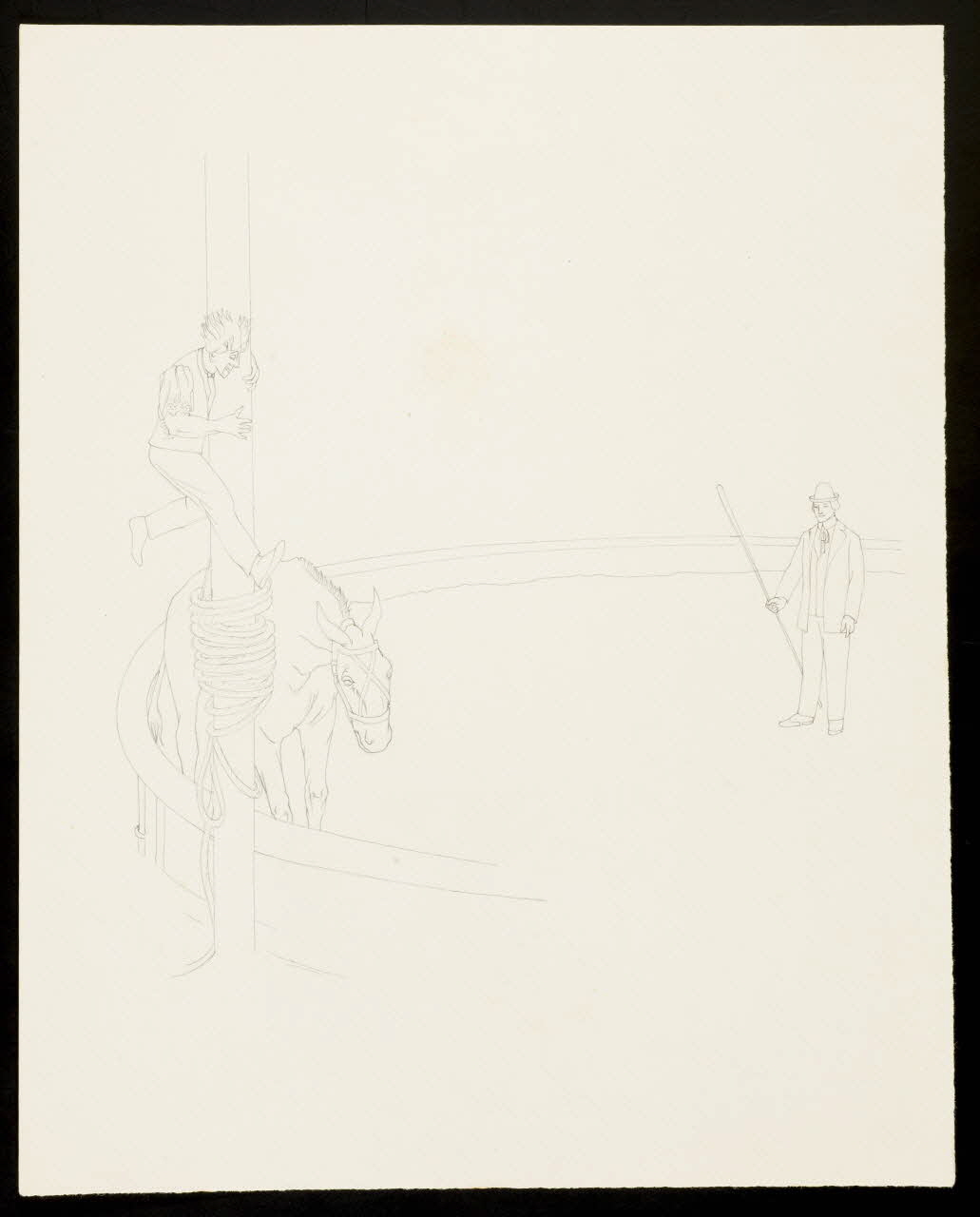 partie d'un ensemble de dessins Numéro de cirque avec un clown et un âne 1968.102.4309 Photo Mucem