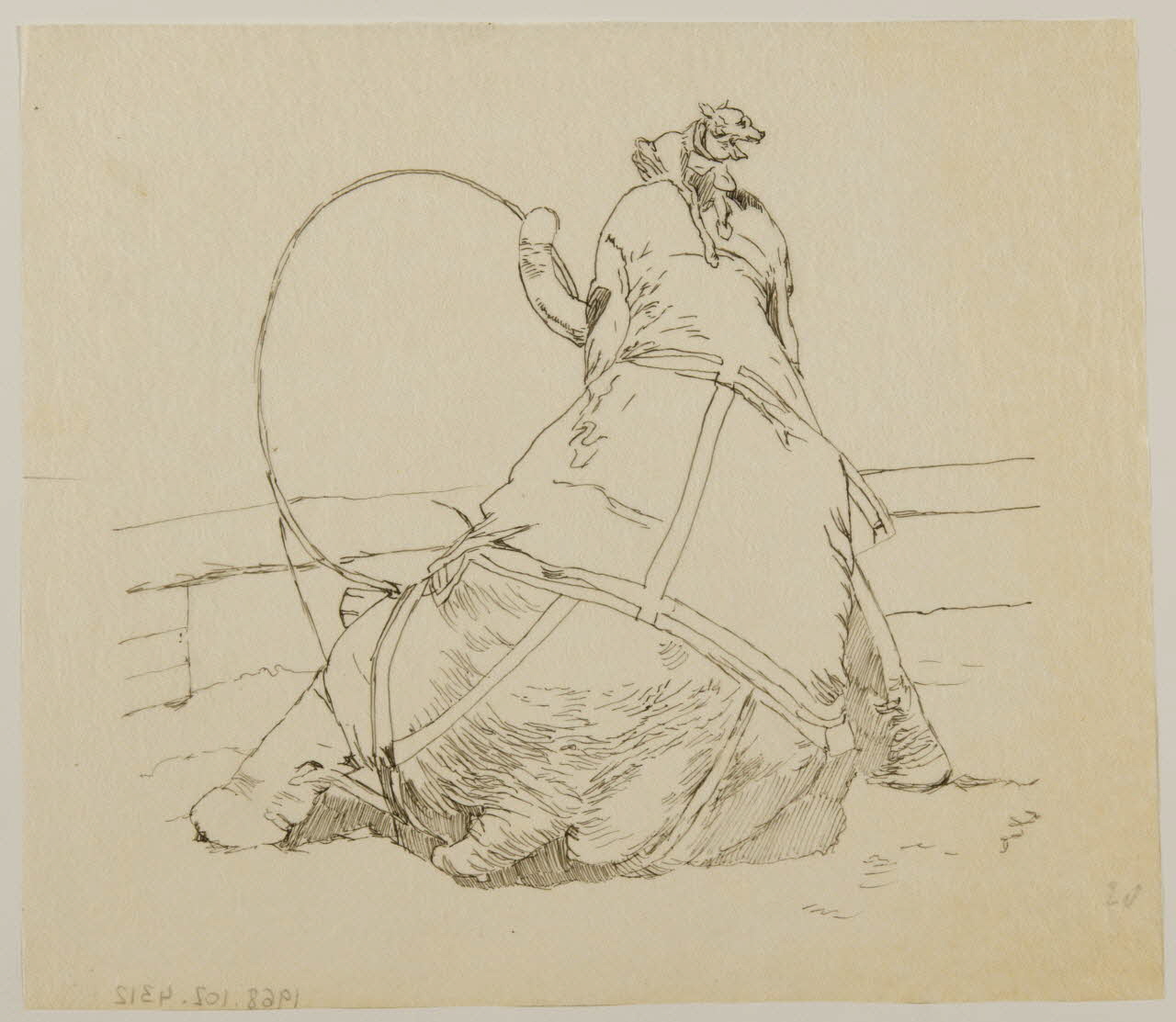 partie d'un ensemble de dessins Numéro de cirque avec un éléphant et un chien 1968.102.4312 Photo Mucem