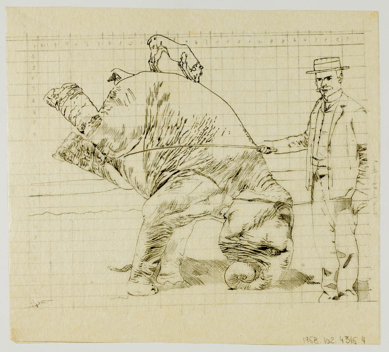 partie d'un ensemble de dessins Dresseur d'éléphant 1968.102.4316.4 Photo Mucem