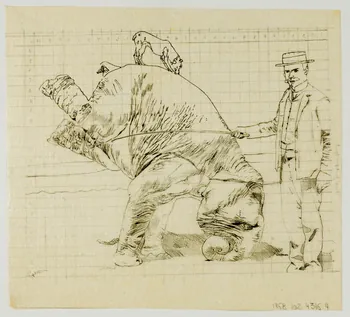 partie d'un ensemble de dessins Dresseur d'éléphant 1968.102.4316.4 Photo Mucem