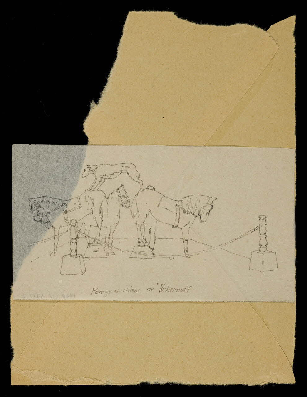 partie d'un ensemble de dessins Poneys et chiens de Tschernoff 1968.102.4317.2 Photo Mucem