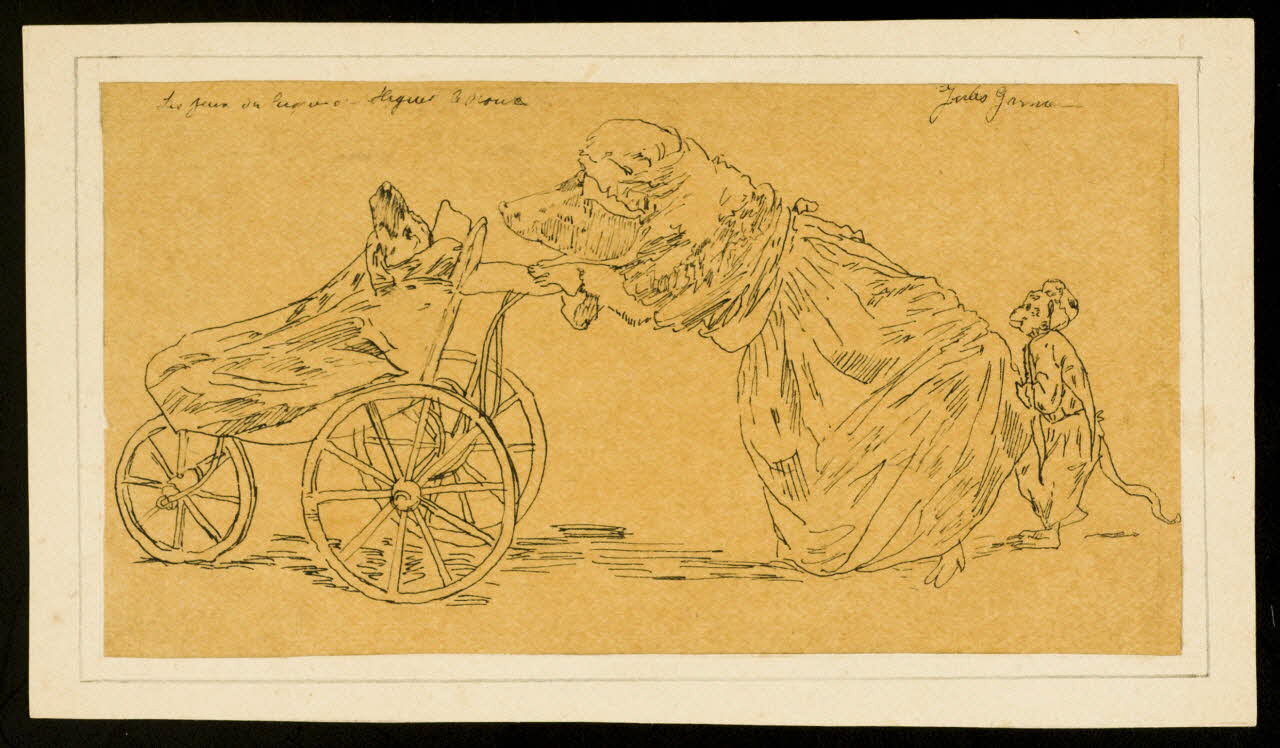 partie d'un ensemble de dessins Chiens et singe déguisés 1968.102.4324 Photo Mucem