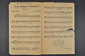Jean Lutèce ; Jacques Larue ; Annette Lajon ; Editions Musicales Bourcier; chanson petit format Île-de-France, France 1940 1965.159.58 Photo Mucem