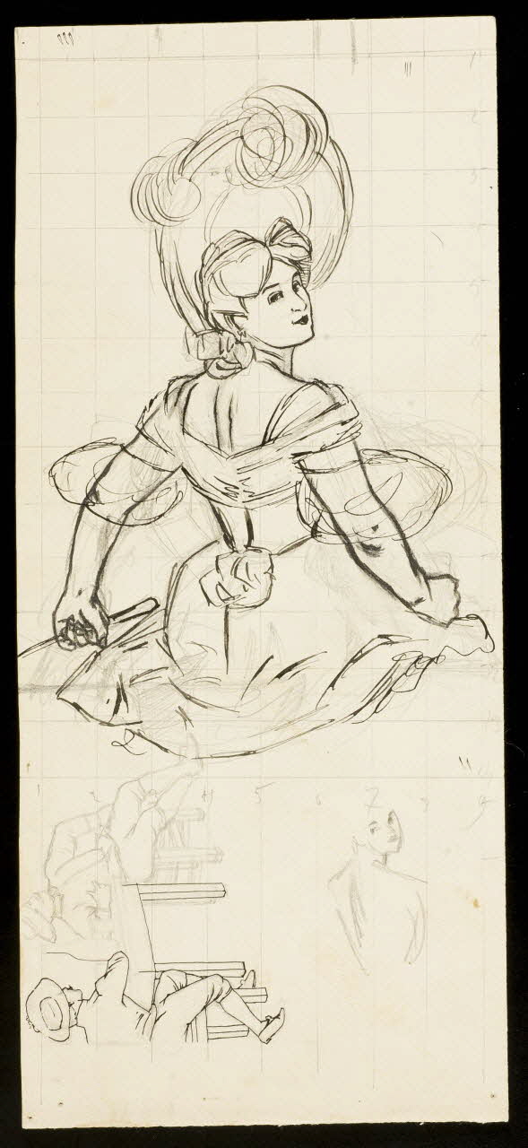 partie d'un ensemble de dessins Femme assise de dos 1968.102.4389 Photo Mucem