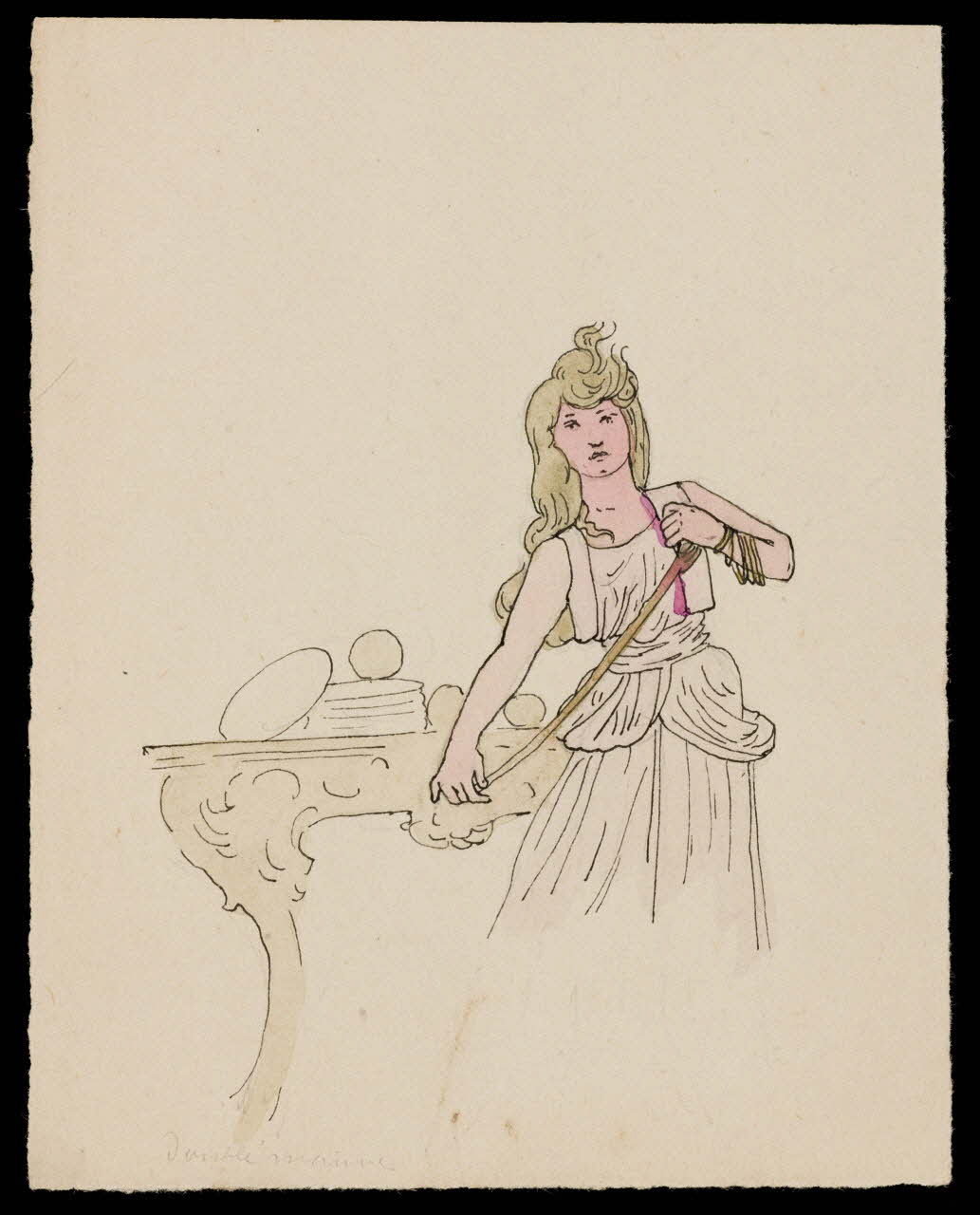 partie d'un ensemble de dessins Femme tenant un ruban 1968.102.4396 Photo Mucem