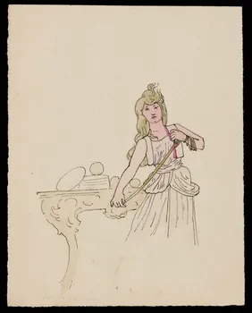 partie d'un ensemble de dessins Femme tenant un ruban 1968.102.4396 Photo Mucem