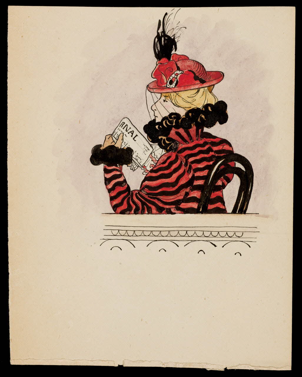 partie d'un ensemble de dessins Femme assise tenant un journal 1968.102.4400 Photo Mucem