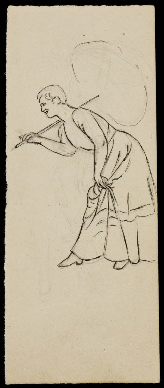 partie d'un ensemble de dessins Femme tenant une ombrelle 1968.102.4425 Photo Mucem