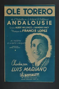 Raymond Vinci ; Albert Willemetz ; Francis Lopez ; Luis Mariano ; Royalty; chanson petit format Île-de-France, France 1947 1965.159.65 Photo Mucem