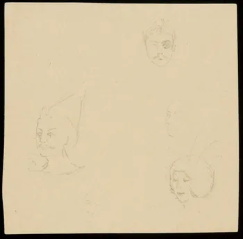 partie d'un ensemble de dessins Ebauche de têtes de personnages 1968.102.4467 Photo Mucem