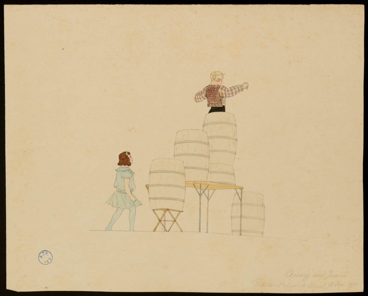 partie d'un ensemble de dessins Amery and Joanid  Fête acrobatique de Nogent 1968.102.449 Photo Mucem