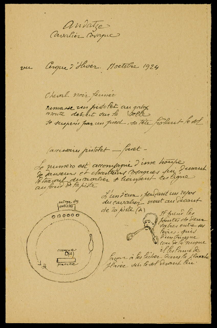partie d'un ensemble de dessins Andatze  Cavalier cosaque 1968.102.455.5 Photo Mucem