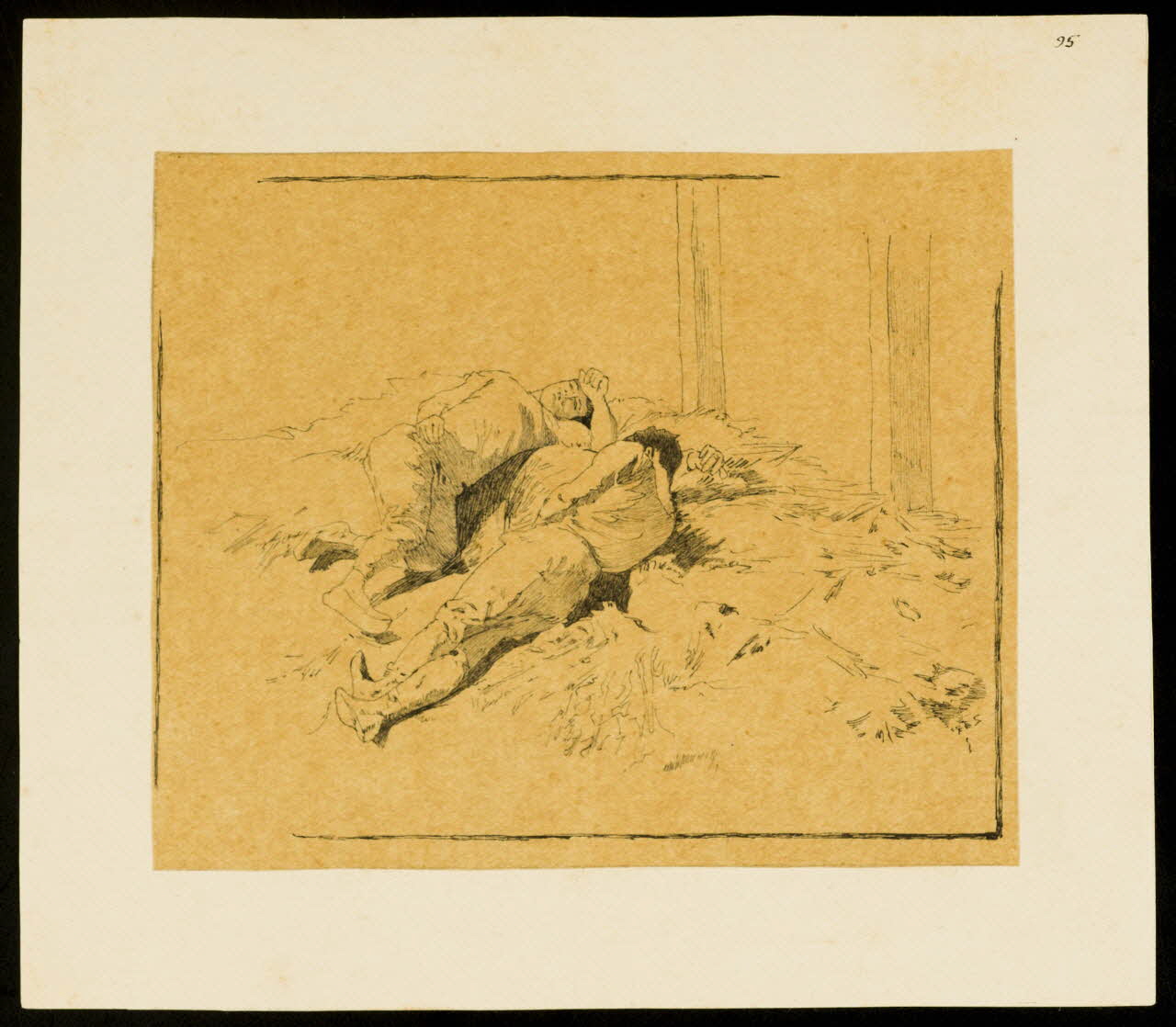 partie d'un ensemble de dessins Personnages couchés dans le foin 1968.102.4610 Photo Mucem