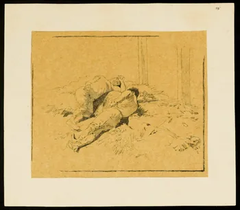 partie d'un ensemble de dessins Personnages couchés dans le foin 1968.102.4610 Photo Mucem