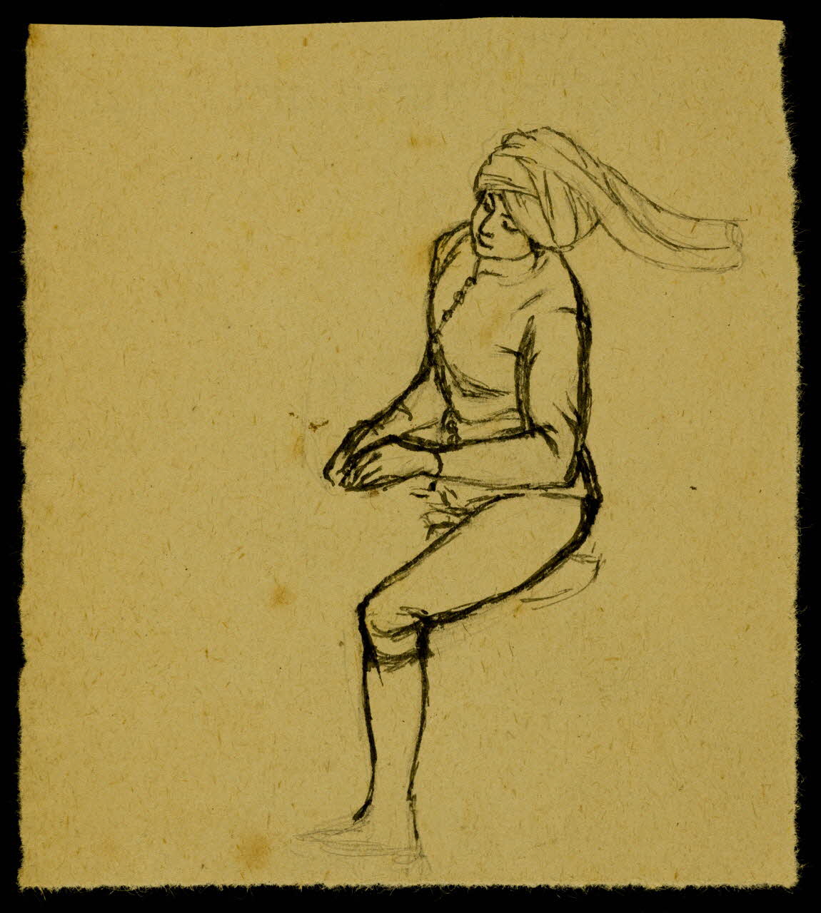 partie d'un ensemble de dessins Personnage en costume 1968.102.4612 Photo Mucem