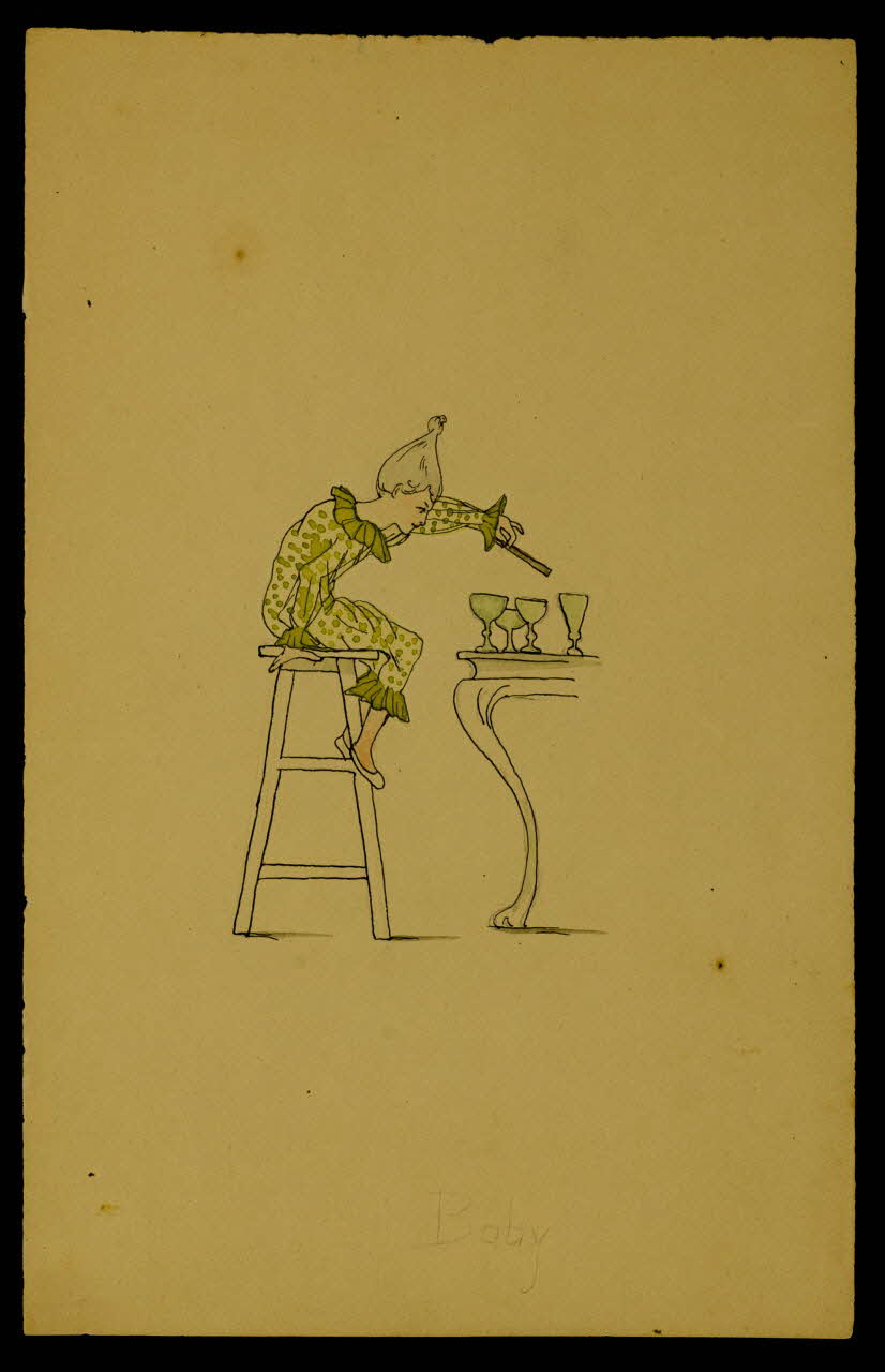 partie d'un ensemble de dessins Femme en costume jouant de la musique avec des verres 1968.102.4633 Photo Mucem