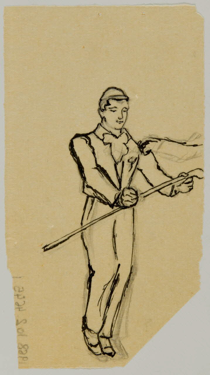partie d'un ensemble de dessins Homme tenant une canne 1968.102.4645.1 Photo Mucem