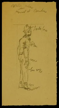 partie d'un ensemble de dessins Homme portant un costume et un chapeau 1968.102.4654  Photo Mucem